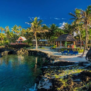 Sublime photo d'une petite île paradisiaque aux Samoa
