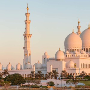 Magnifique photo de la Grande Mosquée d'Abou Dabi aux Emirats Arabes Unis