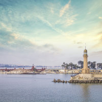 Photo du phare Montaza au port d'Alexandrie en Egypte