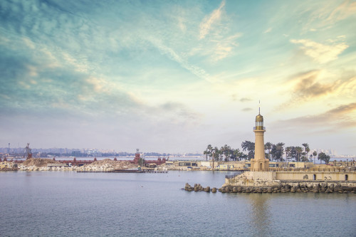 Photo du phare Montaza au port d'Alexandrie en Egypte