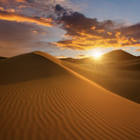 Sublime photo du désert du Sahara en Tunisie prise au coucher du soleil